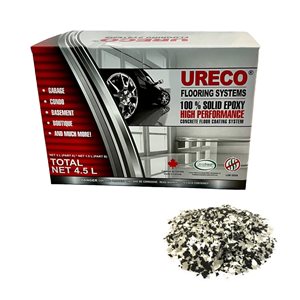 Ureco Domino Black, Grey and White Flakes High-Gloss 4.5-L Garage Floor Epoxy Kit with Flakes