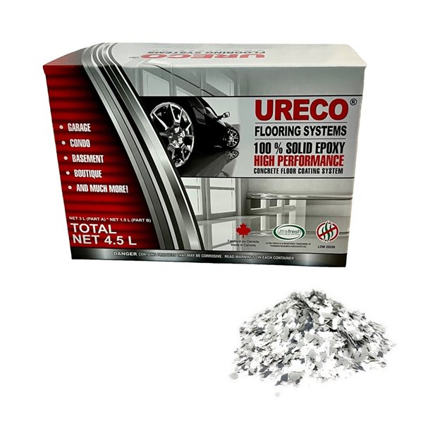 Ureco Snowfall Light Grey and Black High-Gloss 4.5-L Garage Floor Epoxy Kit with Flakes