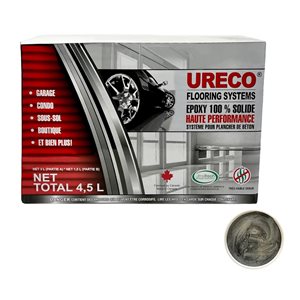 Ensemble d'époxy Ureco gris argenté métallique haute brillance de 4,5 L pour sol de garage