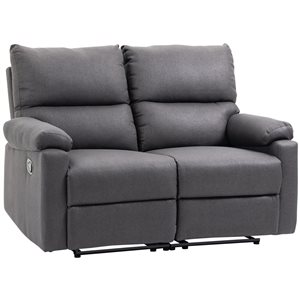 HomCom Dark Grey 2-Person Reclining Chair