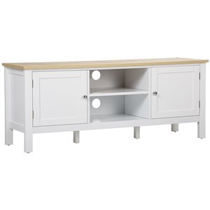Meuble télé blanc/naturel par HomCom pour téléviseur jusqu'à 50 po