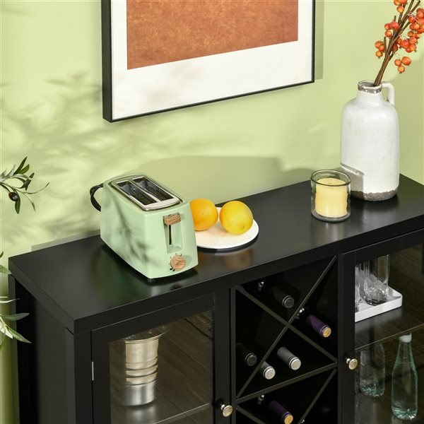 HomCom Black Composite Sideboard with Wine Rack