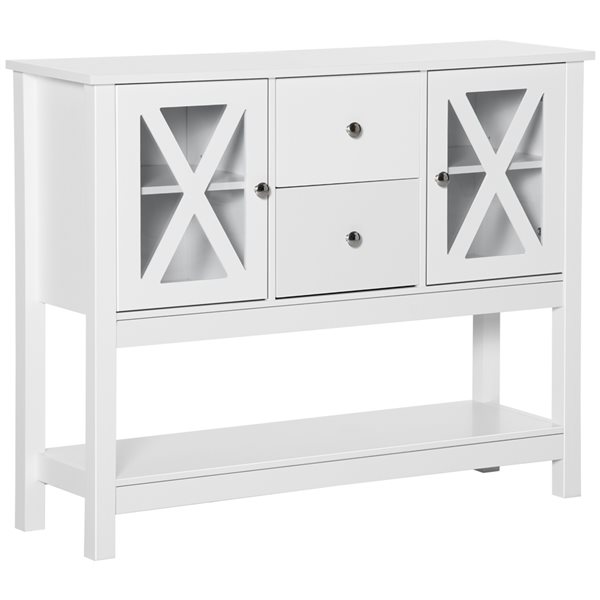 HomCom White Composite 2-Drawer Sideboard