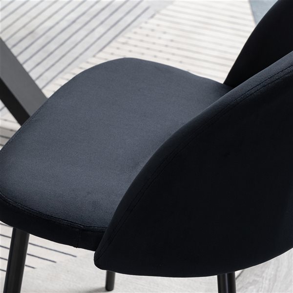 HomCom Black Contemporary Velvet Upholstered Side Chair - Set of 2