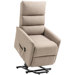 HomCom Beige Polyester Powered Reclining Chair with Footrest