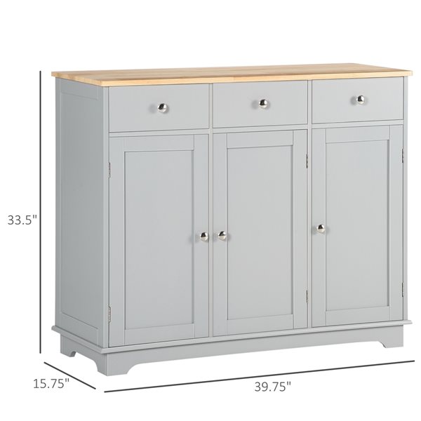 HomCom Grey Composite Rubberwood Sideboard