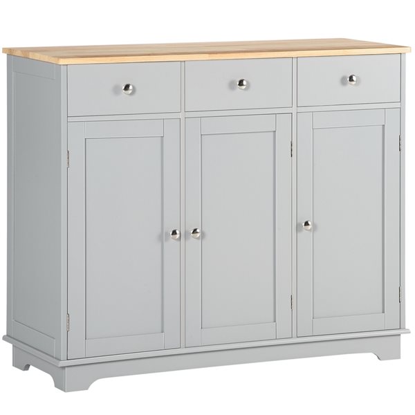 HomCom Grey Composite Rubberwood Sideboard