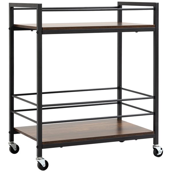 Brown Composite Base with Composite Top Kitchen Cart 15.75in