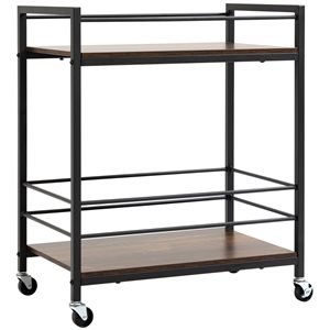 HomCom Brown Composite Base with Composite Top Kitchen Cart - 15.75-in x 24.5-in x 29.5-in