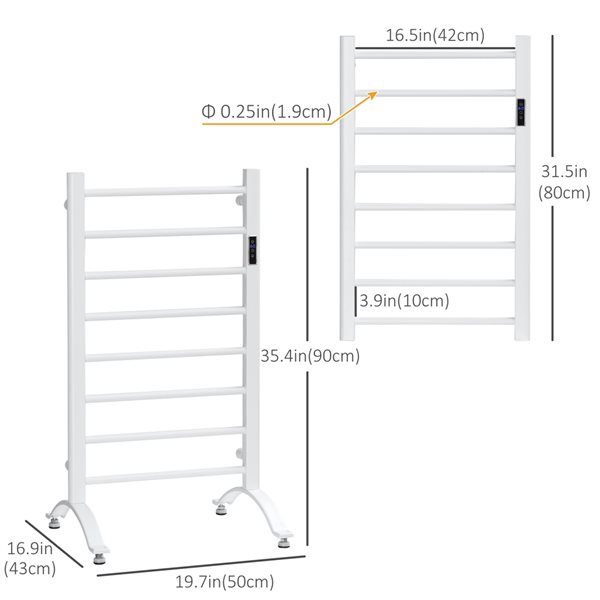 HomCom 8 Bar White Plug in Towel Warmer 850 222V80WT RONA