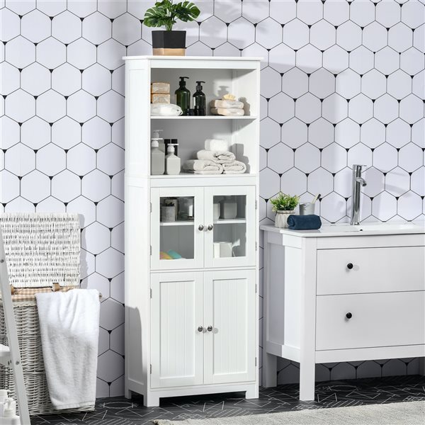 HomCom White Composite Storage Cabinet