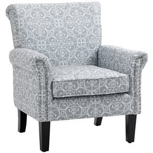 HomCom Modern Grey/White Polyester Accent Chair