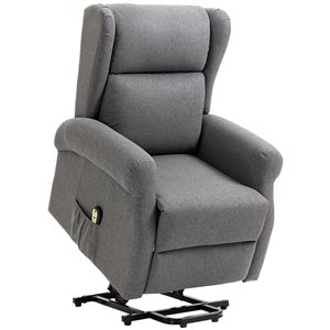 HomCom Grey Polyester Powered Reclining Chair with Footrest