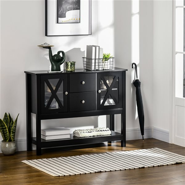 HomCom Black Composite 2-Drawer Sideboard