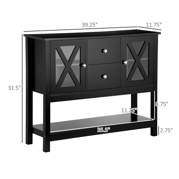 HOMCOM Buffet meuble de rangement avec 2 tiroirs, 2 portes