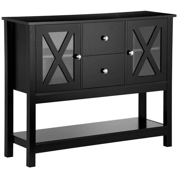 HomCom Black Composite 2-Drawer Sideboard