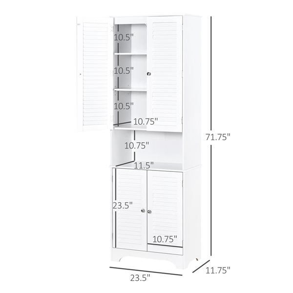 Armoire à linge autoportante en MDF blanc par HomCom de 23,5 po x 71,75 po