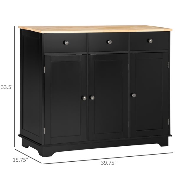 HomCom Black Composite Rubberwood Sideboard