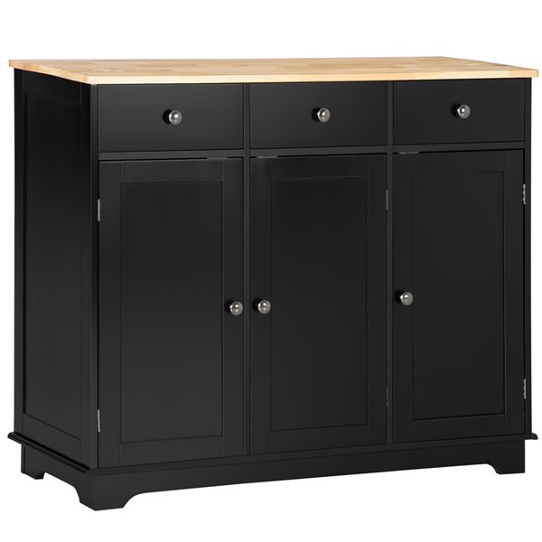 HomCom Black Composite Rubberwood Sideboard