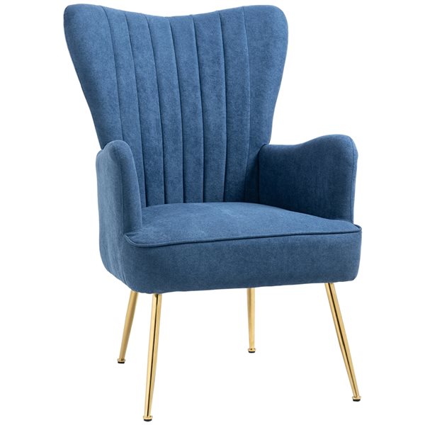 HomCom Modern Blue Velvet Accent Chair