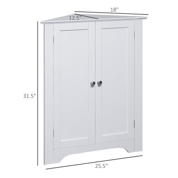 kleankin 25.5-in x 31.5-in MDF Freestanding Corner Linen Cabinet in White