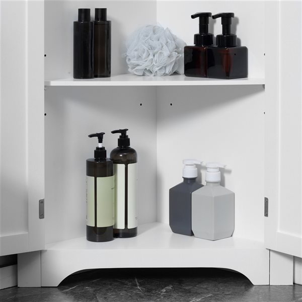 kleankin 25.5-in x 31.5-in MDF Freestanding Corner Linen Cabinet in White