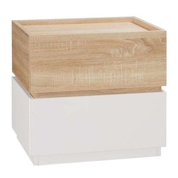 HOMCOM Natural/White 2-Drawer Nightstand