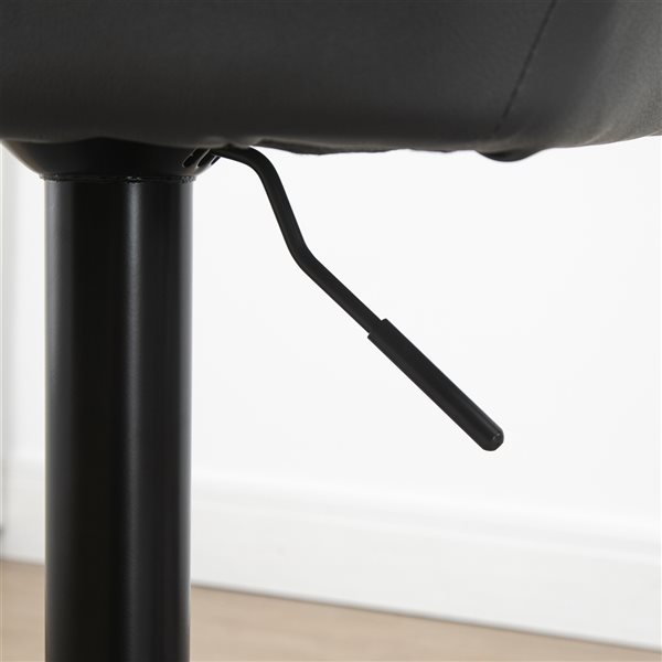 Tabouret De Bar HOMCOM Pivotant 360°, Réglable En Hauteur (63.5-83.5cm) Avec Dossier, Accoudoirs Et Repose-pieds - Noir