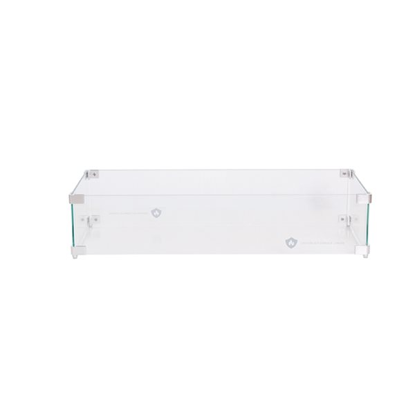 Abat-vent pour foyer extérieur au gaz Sunbeam rectangulaire de 29 po L. x 13 po l. x 6 po h. en verre transparent