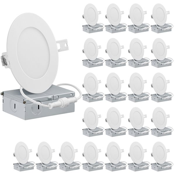 Qplus 4-in 4000K Neutral 75-Watt Equivalent White Round Dimmable LED Recessed Downlight (24-Pack)