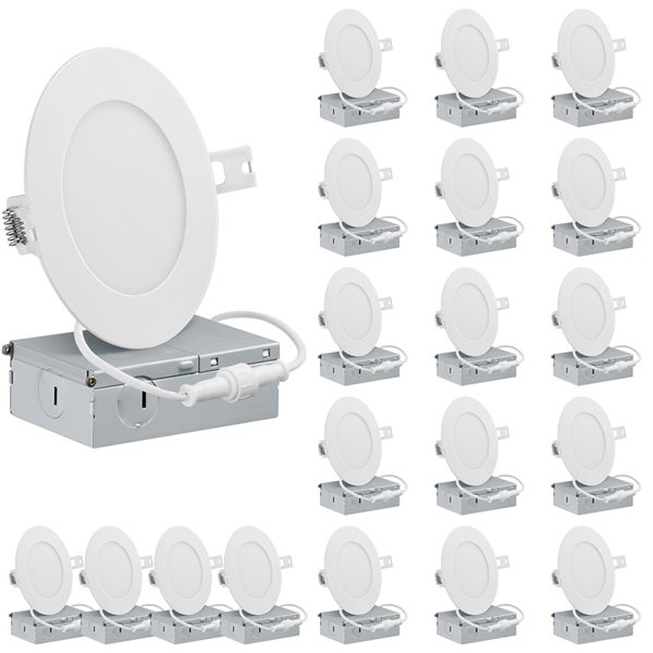 Qplus 4-in 3000K Warm White 75-Watt Equivalent White Round Dimmable LED Recessed Downlight (20-Pack)