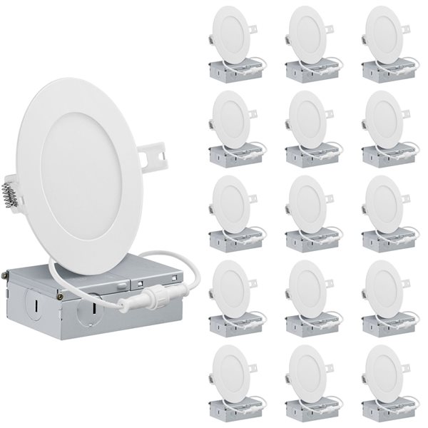 Qplus 4-in 4000K Neutral 75-Watt Equivalent White Round Dimmable LED Recessed Downlight (16-Pack)