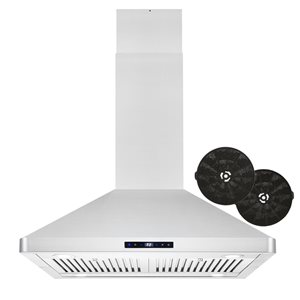 Cosmo 30-in 380 CFM Ductless Island Range Hood in Stainless Steel