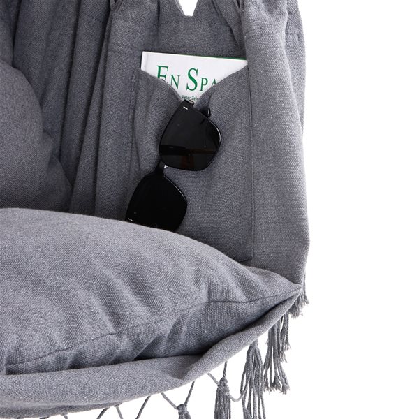 Bliss Hammocks Grey Fabric Hammock Chair with Spreader Bar BHC 103 GY RONA