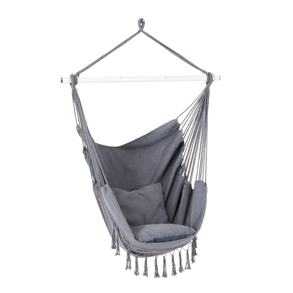 Bliss Hammocks Grey Fabric Hammock Chair with Spreader Bar BHC 103 GY RONA