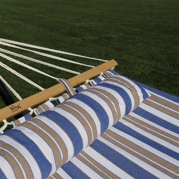 Bliss Hammocks Nautical Stripe Woven Hammock with Spreader Bar and