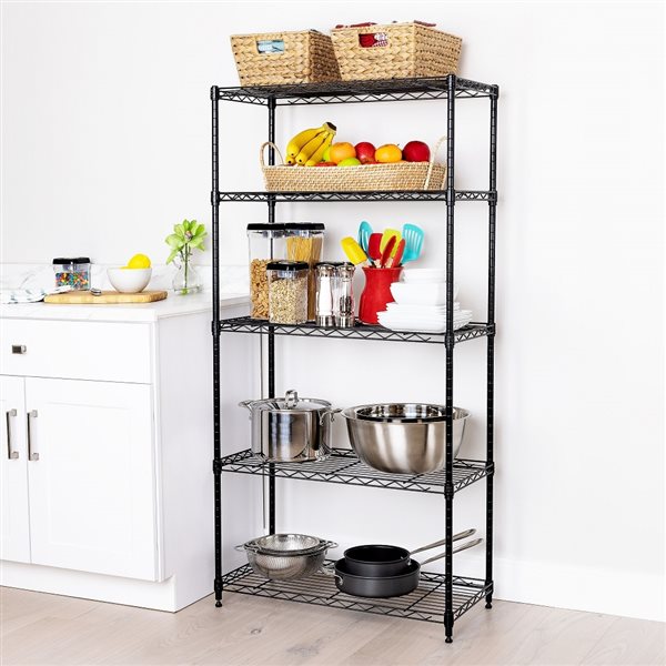 Vancouver Classics 14-in D x 30-in W x 60-in H 5-Tier Black Steel Utility Shelving