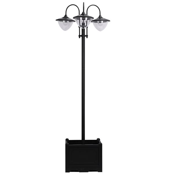 Image of Outsunny | 74.5-In Black Solar LED Outdoor Lamp Post | Rona