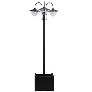 Outsunny 74.5-in Black Solar LED Outdoor Lamp Post