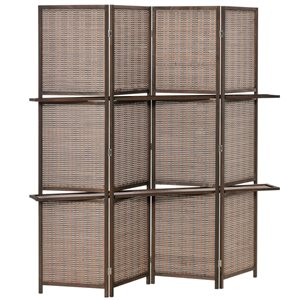 HomCom 70.75-in W x 70.75-in H Brown Wood Indoor Privacy Screen with Shelves