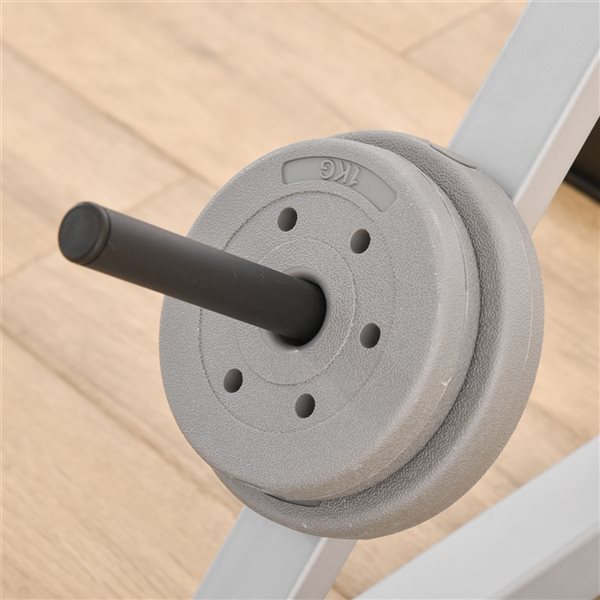 Soozier Adjustable Silver Steel Barbell Rack