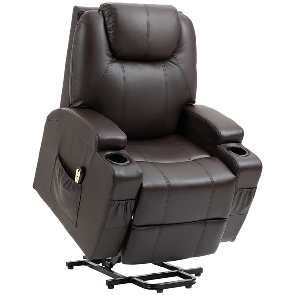 HOMCOM Power Lift Chair, Electric Recliner for Elderly, Padded Reclining  Chair with Remote Control, Side Pockets for Living Room, Brown