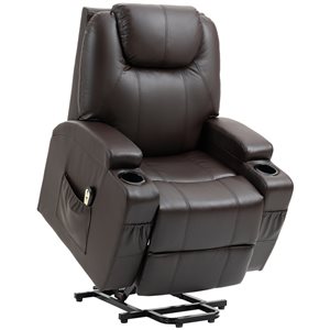 HOMCOM Power Lift Leather Recliner Chair with Remote Control - Brown