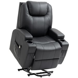 HOMCOM Power Lift Black Leather Recliner Chair with Remote Control