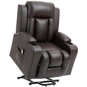 HOMCOM Electric Power Lift Recliner Chair with Cup Holders - Brown
