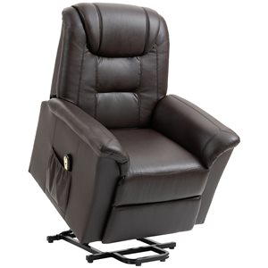 HOMCOM Power Lift Brown Recliner with Remote Control