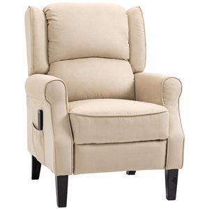 HOMCOM Linen Fabric Massage Recliner Chair - White