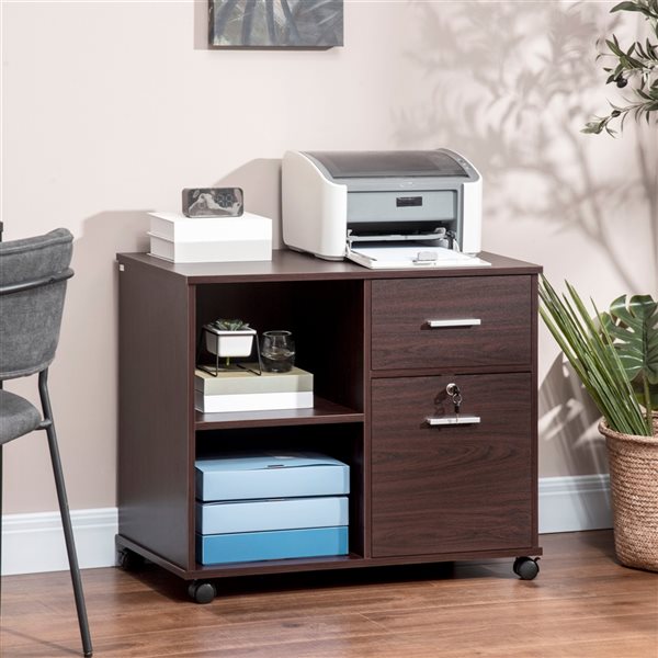 Vinsetto 26.25-in Walnut Printer Stand with Storage Space