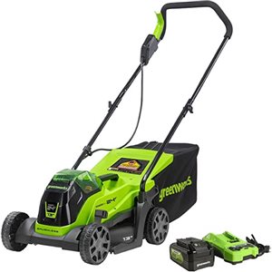 Greenworks Powerall 24 V, 13-in Brushless Cordless Electric Push Lawn Mower with Battery and Charger