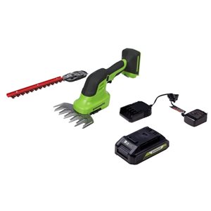 Greenworks Powerall 24 V 7.87-in Cordless Electric Shear and Hedge Trimmer with Battery and Charger